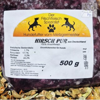 Metzgermeister Hirschfleisch pur - 500 g (100% deutsche Ware)